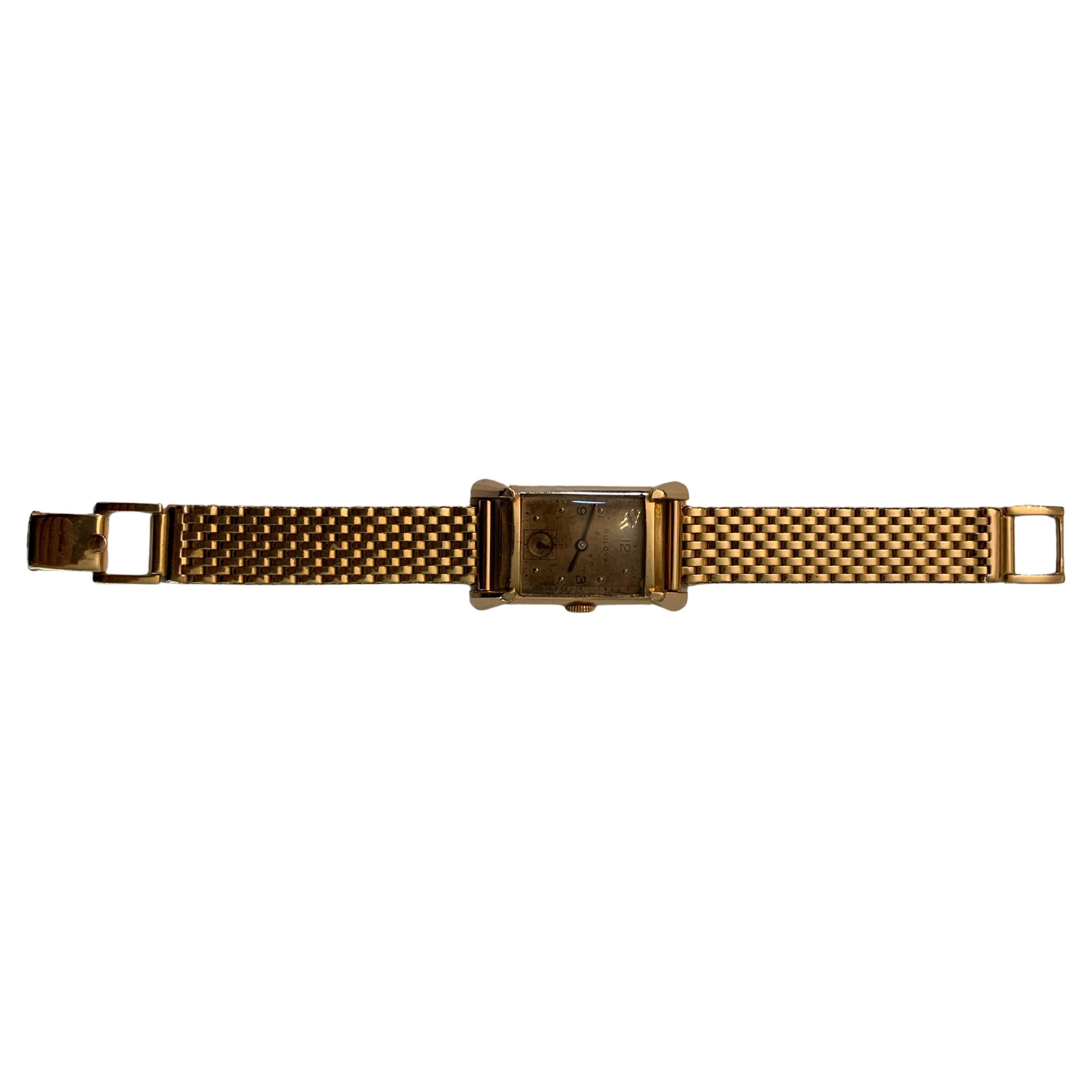 Reloj Bulova Mid Century 14K Gold Tank
