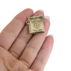 Mid Century 14k Gold United States Passport Charm Pendant