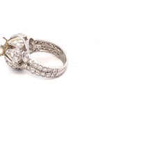 Mid-Century 14K White Gold Cultured Pearl and 1.50 Carat Diamond Cocktail Ring