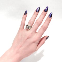 Mid-Century 14K White Gold & Diamond Ring with a Wide Band