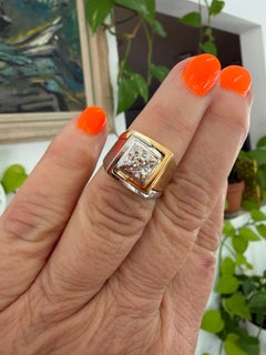 Mid-Century 14K White & Yellow Gold Diamond Cluster Ring, Circa 1960s