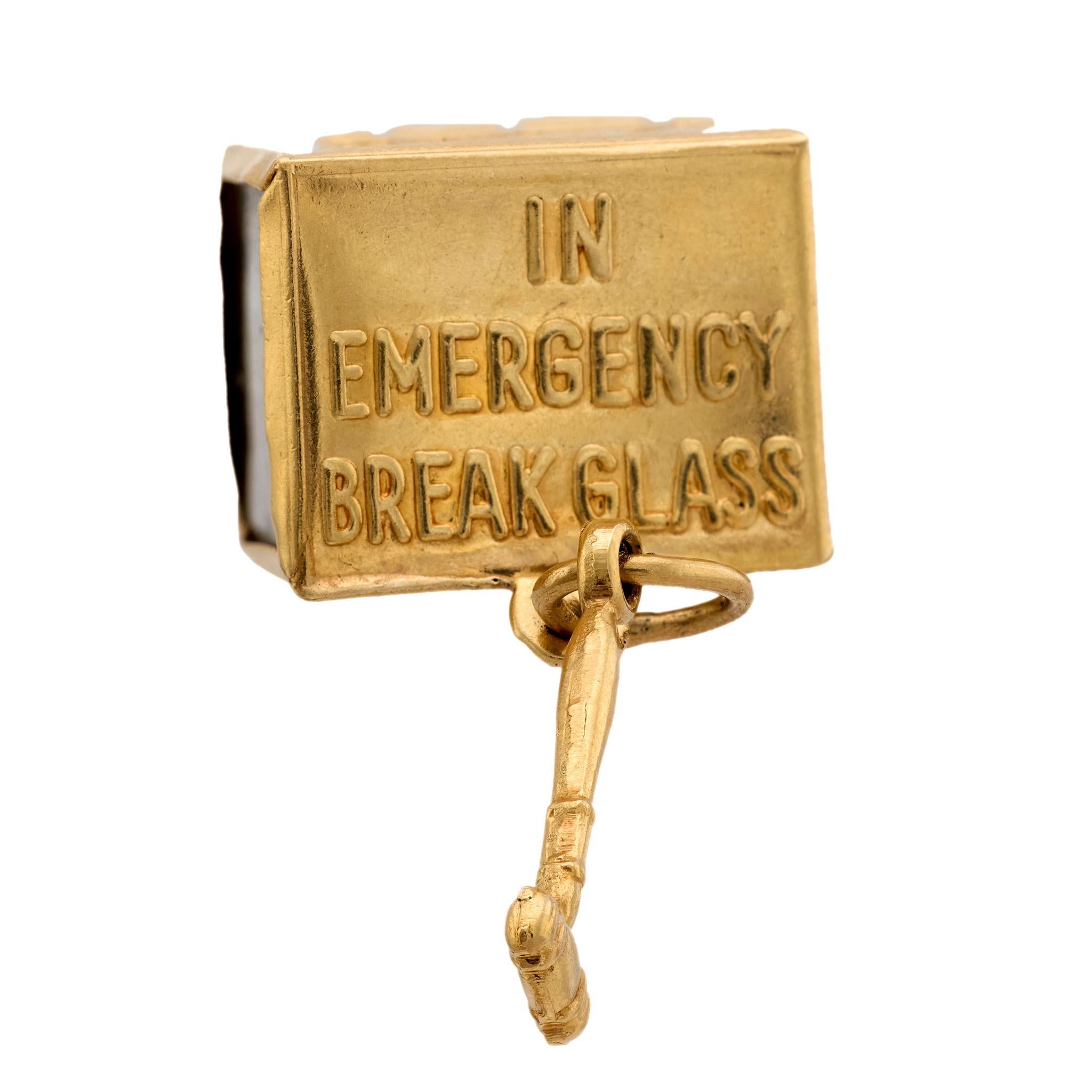 Contemporary Mid Century 14k yellow gold Mad Money charm pendant For Sale