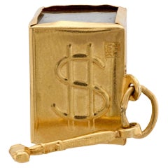 Mid Century 14k yellow gold Mad Money charm pendant