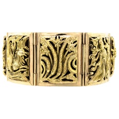 Mid-Century 14kt Yellow Gold Chinoiserie Bracelet