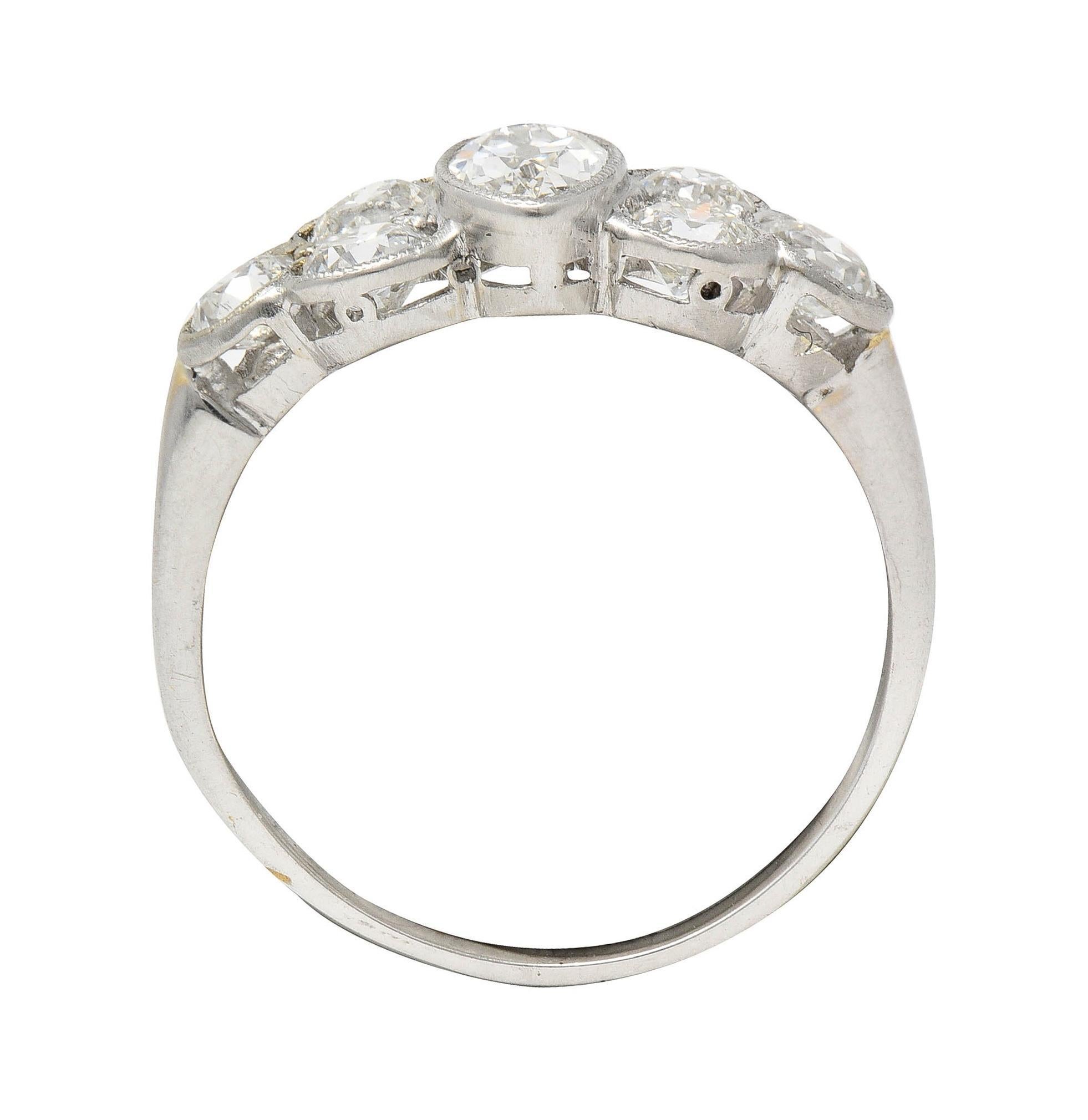 Mid-Century 1.50 CTW Marquise Diamond 14 Karat White Gold Vintage Cluster Ring For Sale 4