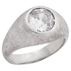 Anello con castone in oro bianco 18 carati di metà secolo con diamante taglio vecchio europeo da 1,55 carati