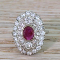 Midcentury 1.56 Carat Ruby and 2.90 Carat Diamond Ring