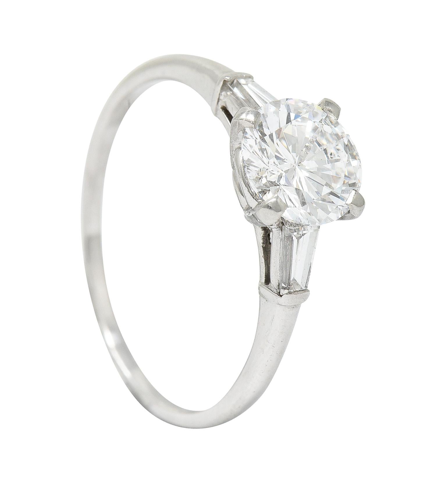 Mid-Century 1.57 Carats Diamond Platinum Engagement Ring GIA For Sale 4