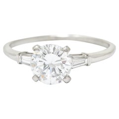 Bague de fiançailles en platine avec 1.57 carats de diamant GIA