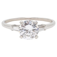 Mid-Century 1.57 CTW Diamond Platinum Vintage Engagement Ring GIA