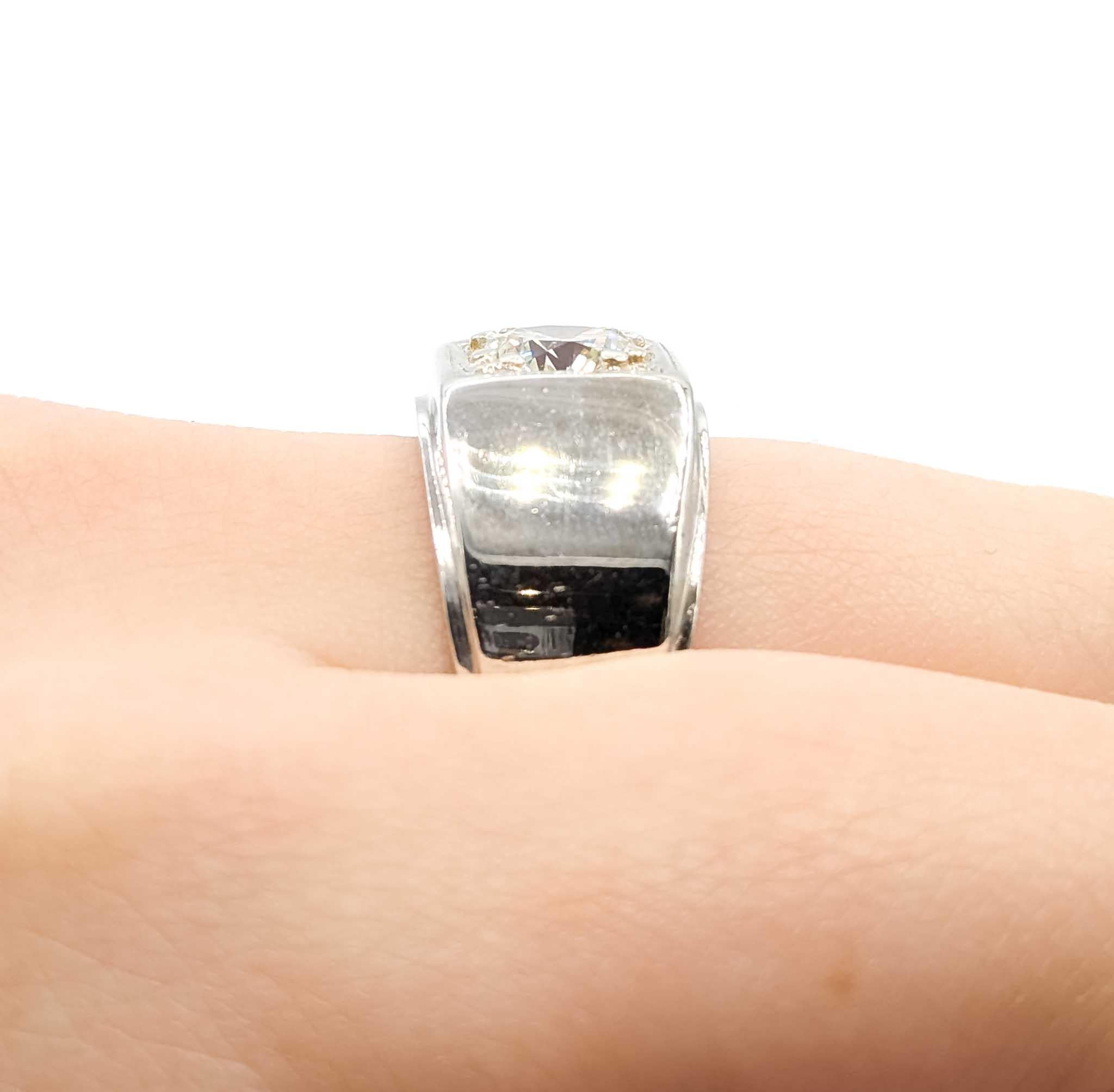 Anello Mid-Century con diamante da 1,57 carati in oro bianco 14 carati In condizioni ottime in vendita a Bloomington, MN