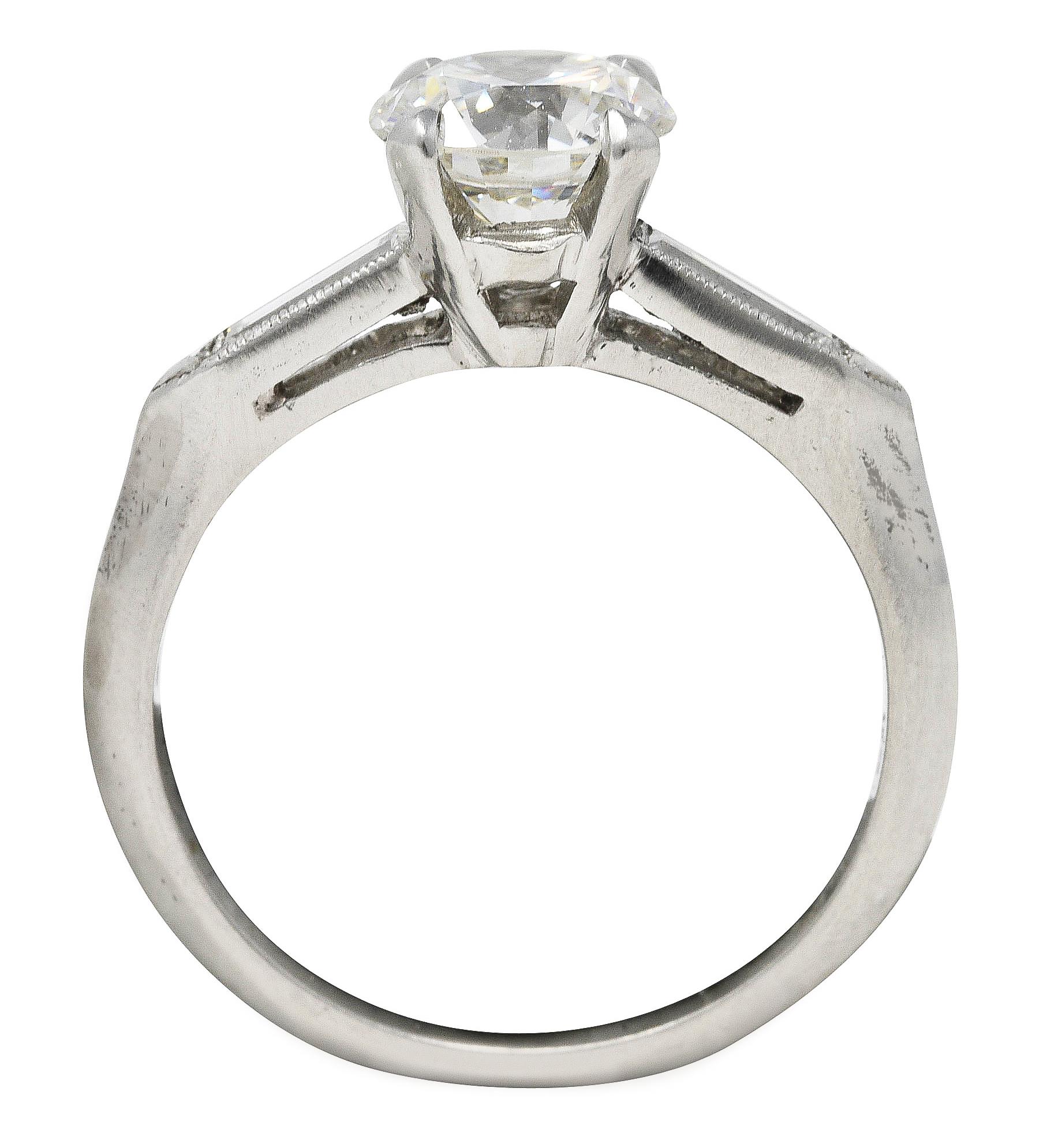 Mid-Century 1.58 Carats Diamond Platinum Engagement Ring GIA For Sale 3