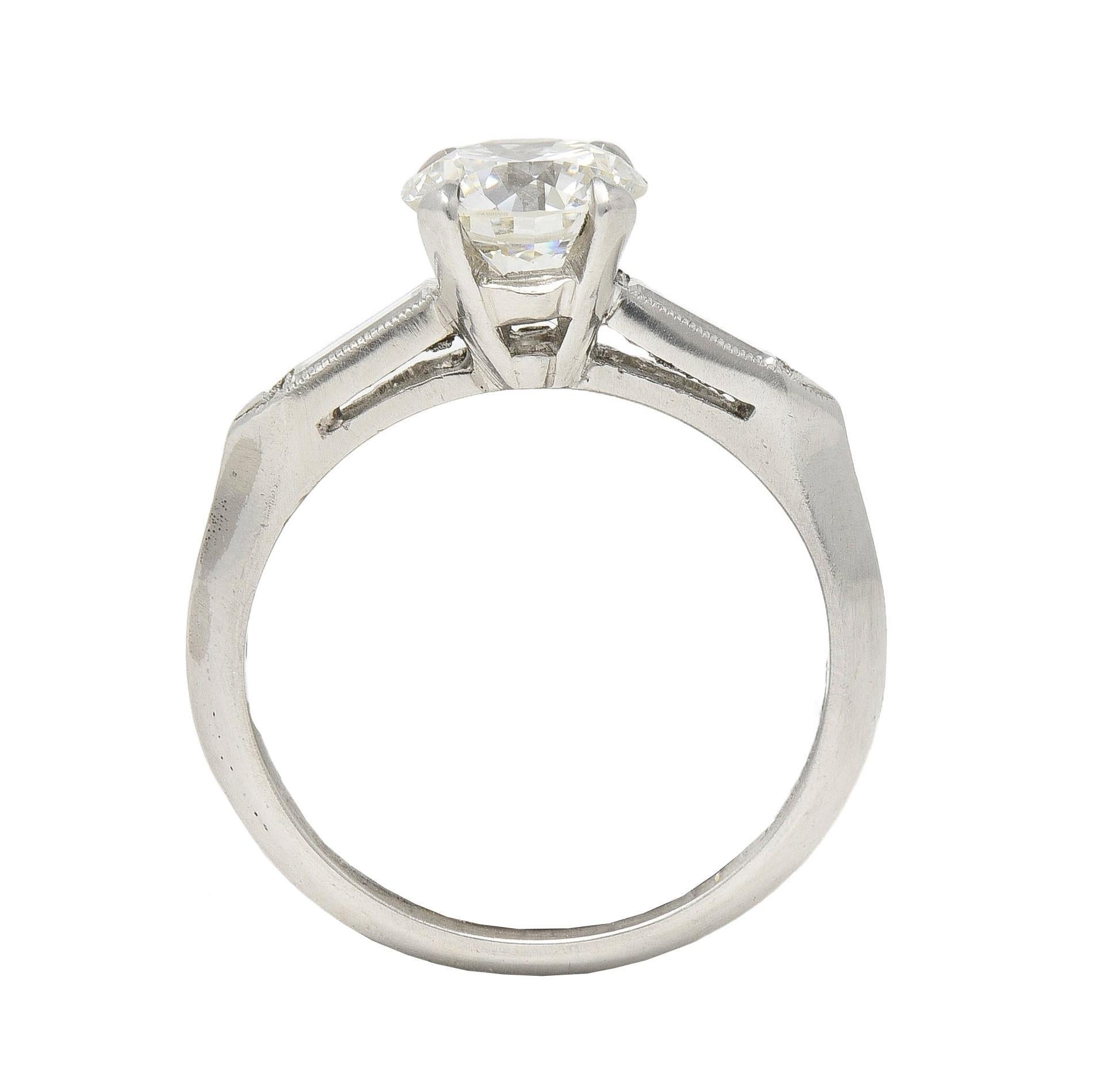 Anello di fidanzamento vintage in platino di metà secolo con diamante da 1,58 CTW GIA in vendita 6
