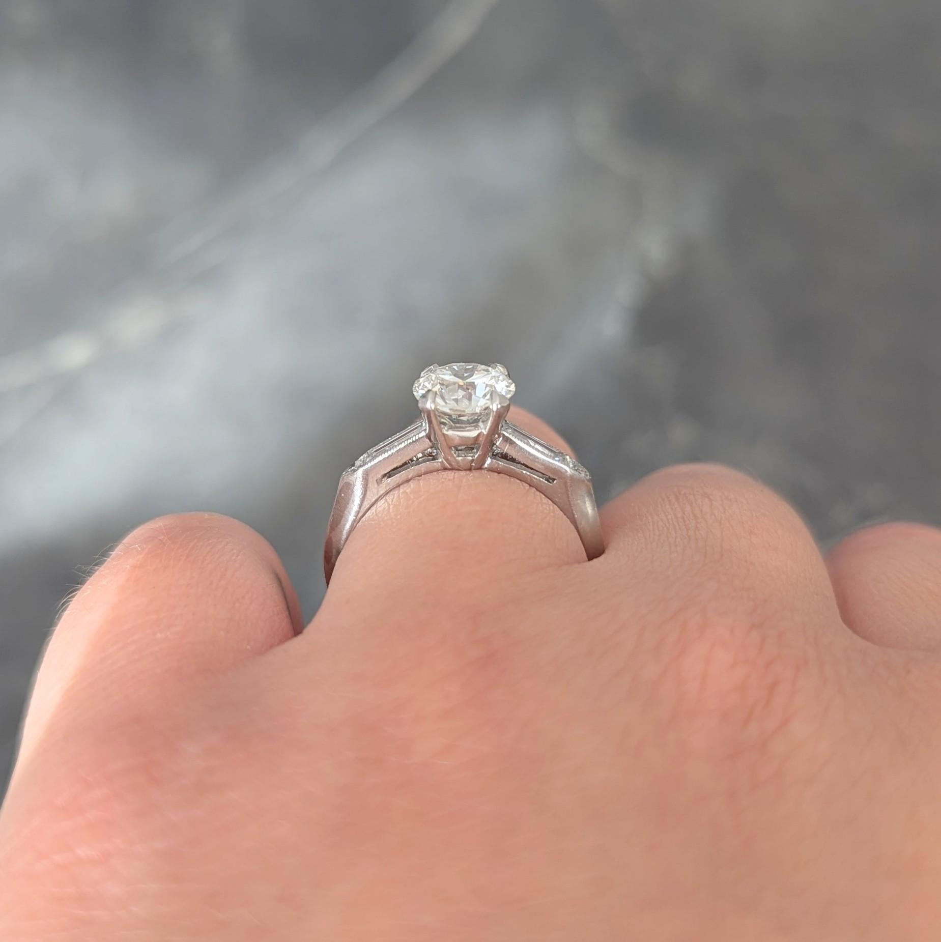 Anello di fidanzamento vintage in platino di metà secolo con diamante da 1,58 CTW GIA in vendita 10