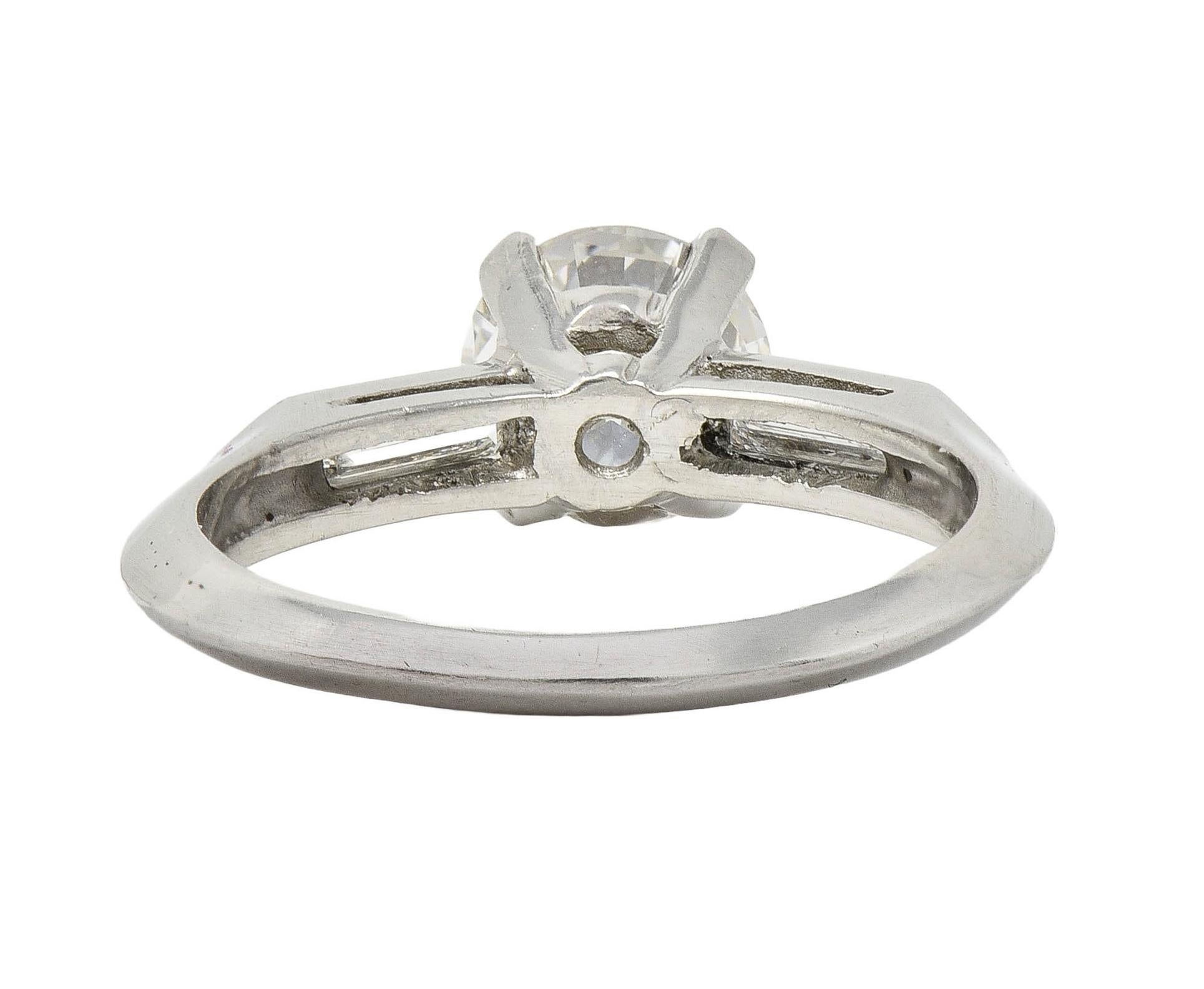 Donna Anello di fidanzamento vintage in platino di metà secolo con diamante da 1,58 CTW GIA in vendita