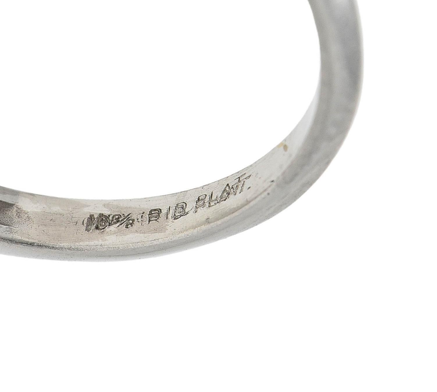 Anello di fidanzamento vintage in platino di metà secolo con diamante da 1,58 CTW GIA in vendita 3