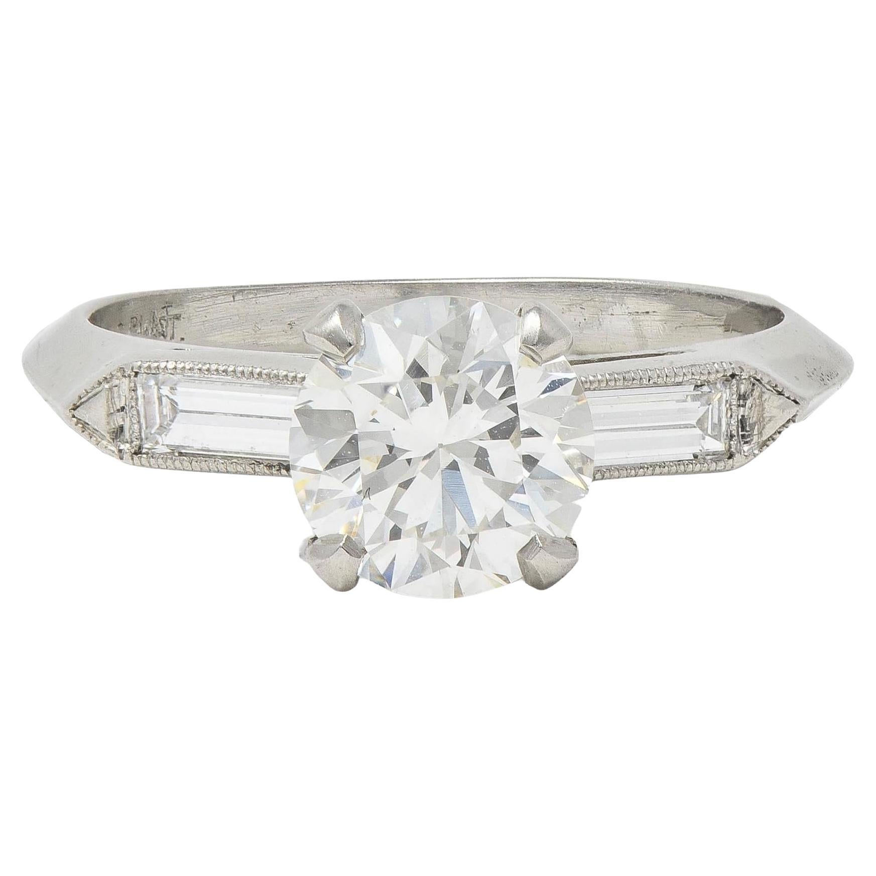 Mid-Century 1,58 Karat Diamant Platin Vintage Verlobungsring GIA
