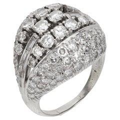 Mid Century 1.60 carat diamond 14k white gold dome ring