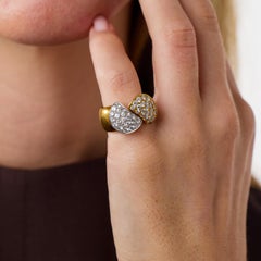 Mid Century 1.60 carat diamond 18k yellow and white gold bypass ring