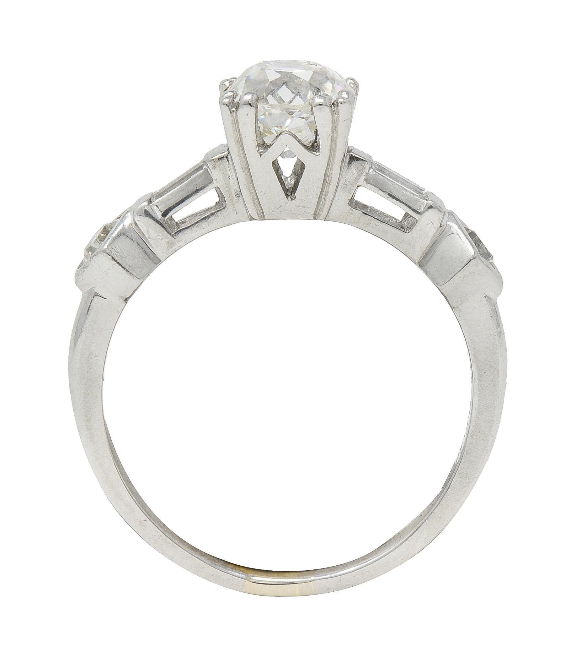 Anello di fidanzamento in platino con diamante Old Mine Cut 1,63 CTW di metà secolo, GIA in vendita 4