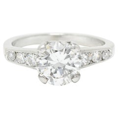 Vintage Mid-Century 1.65 Carats Diamond Platinum Engagement Ring