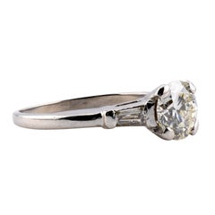 Mid Century 1.65CTW Round Brilliant Diamond Vintage Platinum Engagement Ring