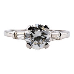 Mid Century 1.65CTW Round Brilliant Diamond Vintage Platinum Engagement Ring