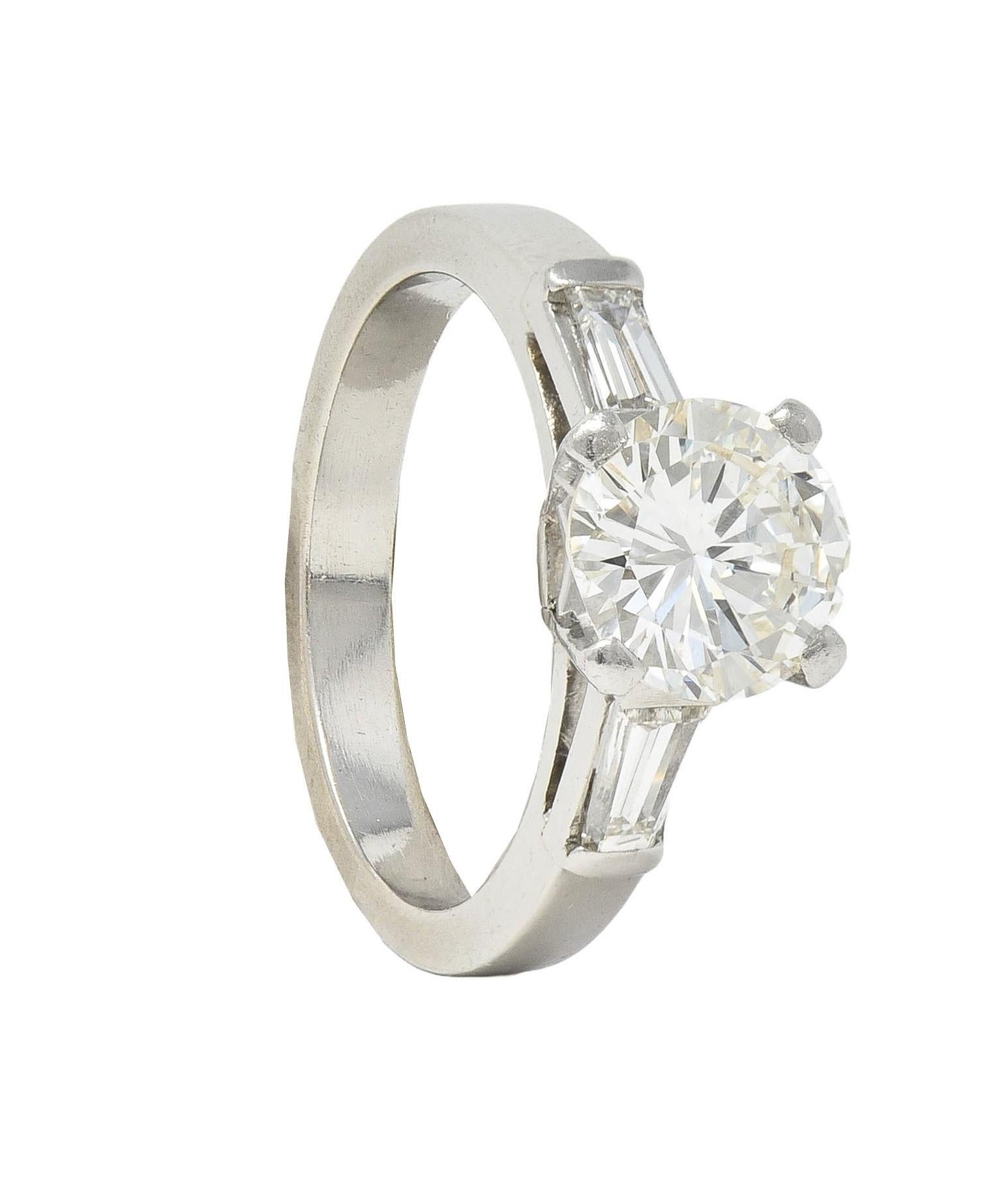 Mid-Century 1.66 CTW Transitional Cut Diamond Platinum Vintage Engagement Ring 5