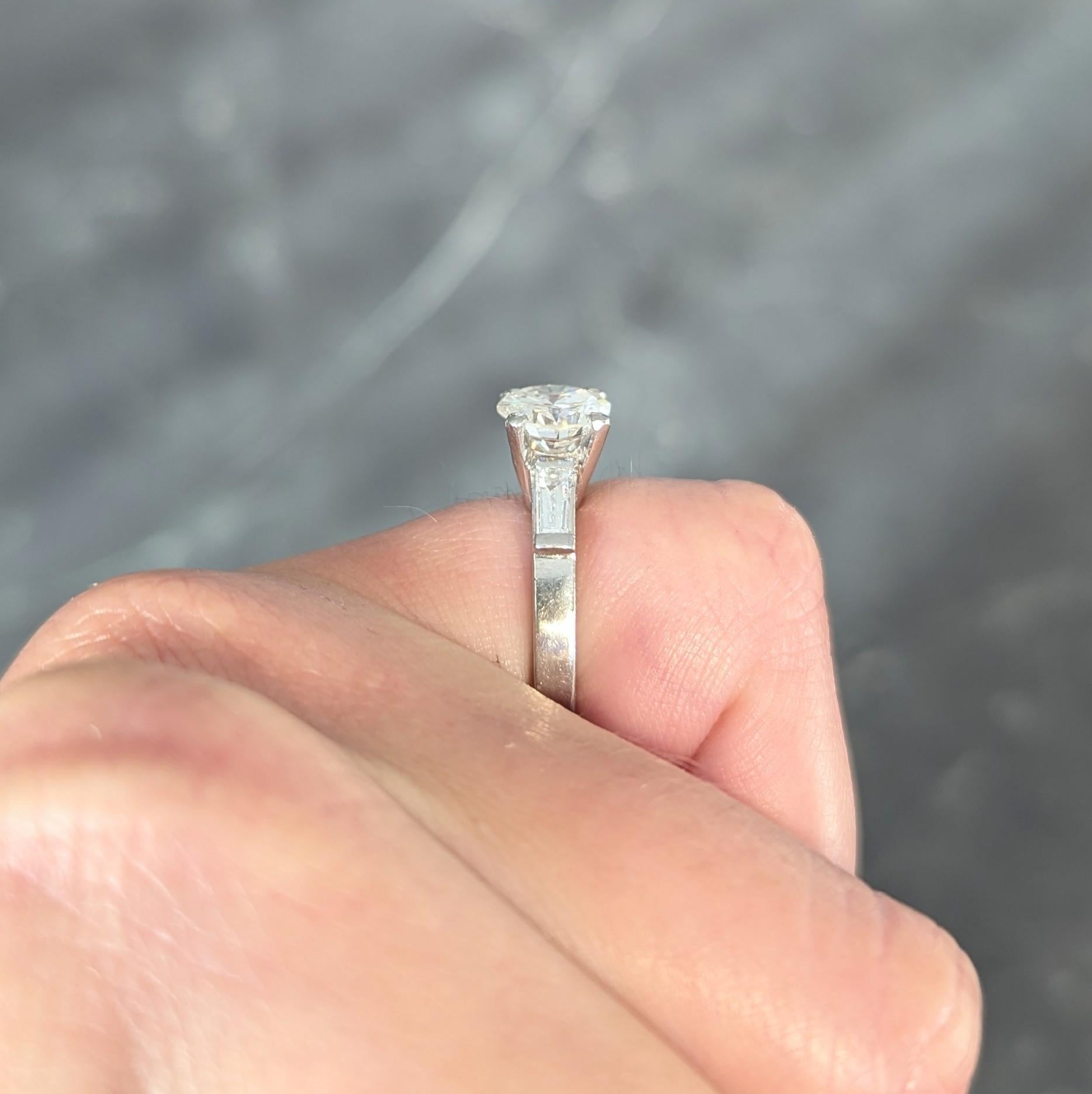 Mid-Century 1.66 CTW Transitional Cut Diamond Platinum Vintage Engagement Ring 6