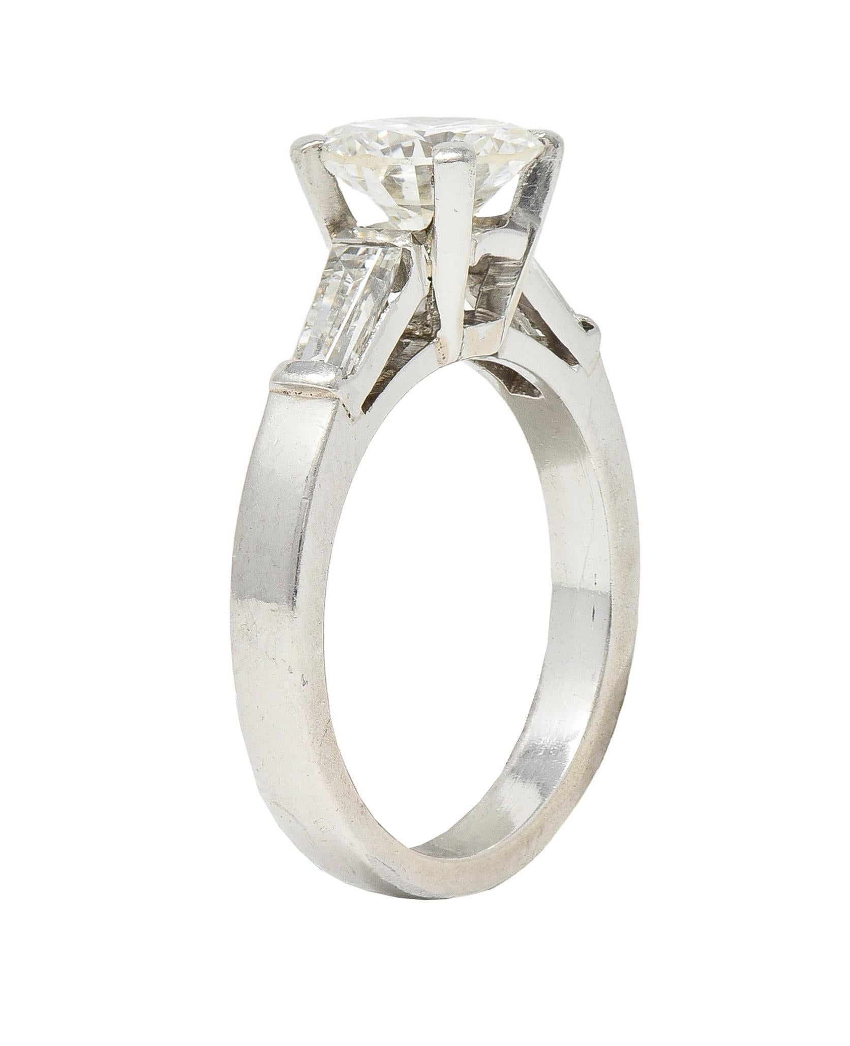 Mid-Century 1.66 CTW Transitional Cut Diamond Platinum Vintage Engagement Ring 4