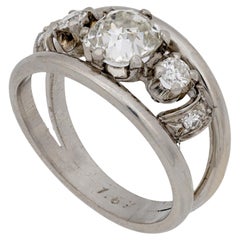 Mid Century 1.67 carat platinum 3 stone double band ring