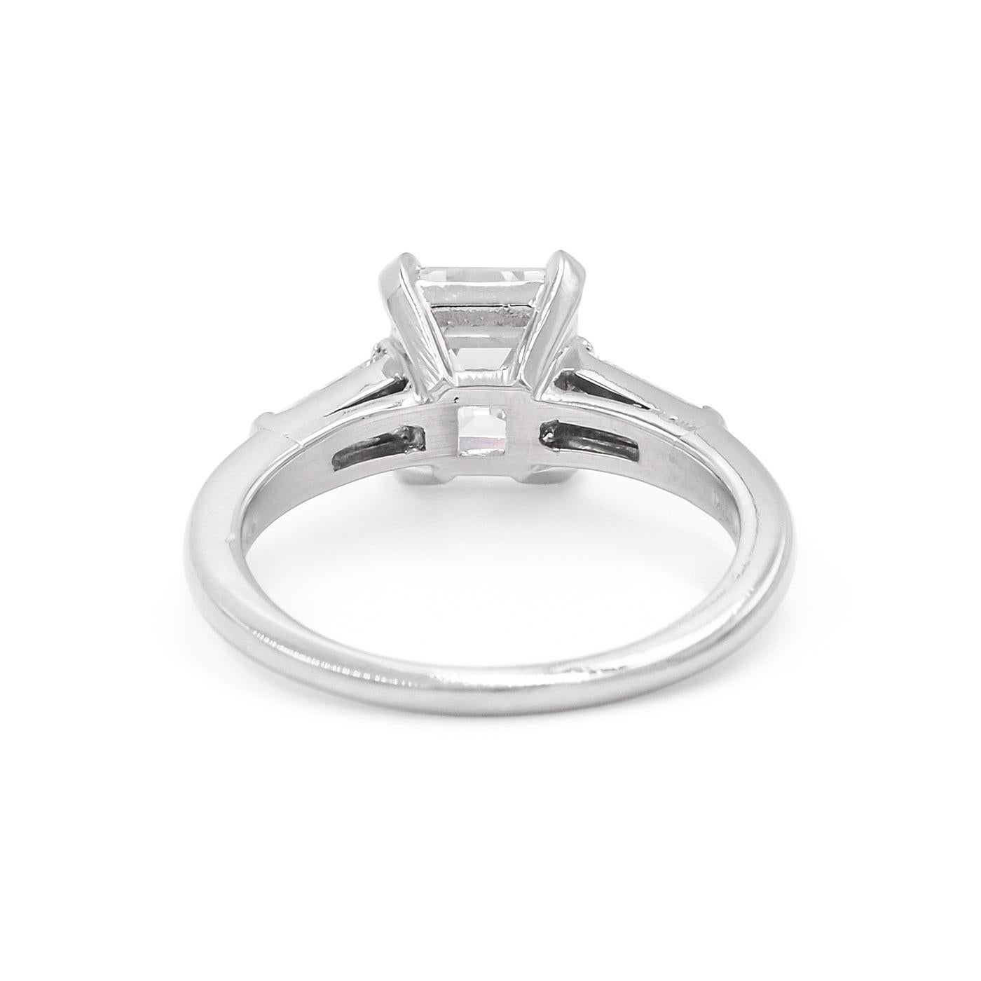 Women's Mid-Century 1.71 Carat GIA Emerald Cut Diamond Engagement Ring by Tiffany & Co.