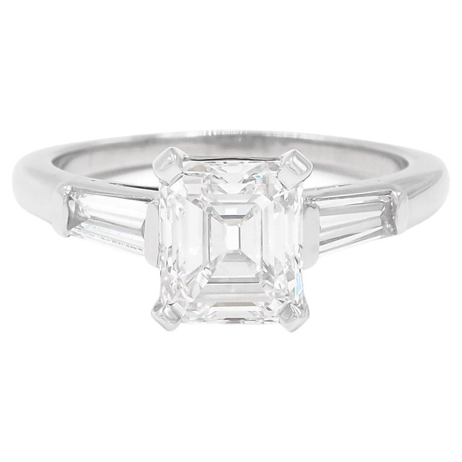 Mid-Century 1.71 Carat GIA Emerald Cut Diamond Engagement Ring by Tiffany & Co.