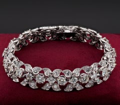 Mid Century 17.25 Ct Diamond G VVS Platinum Dress Bracelet