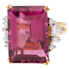 Mid-Century 17.75 CTW Rubellite Diamond 18K Gold Platinum Vintage Cocktail Ring