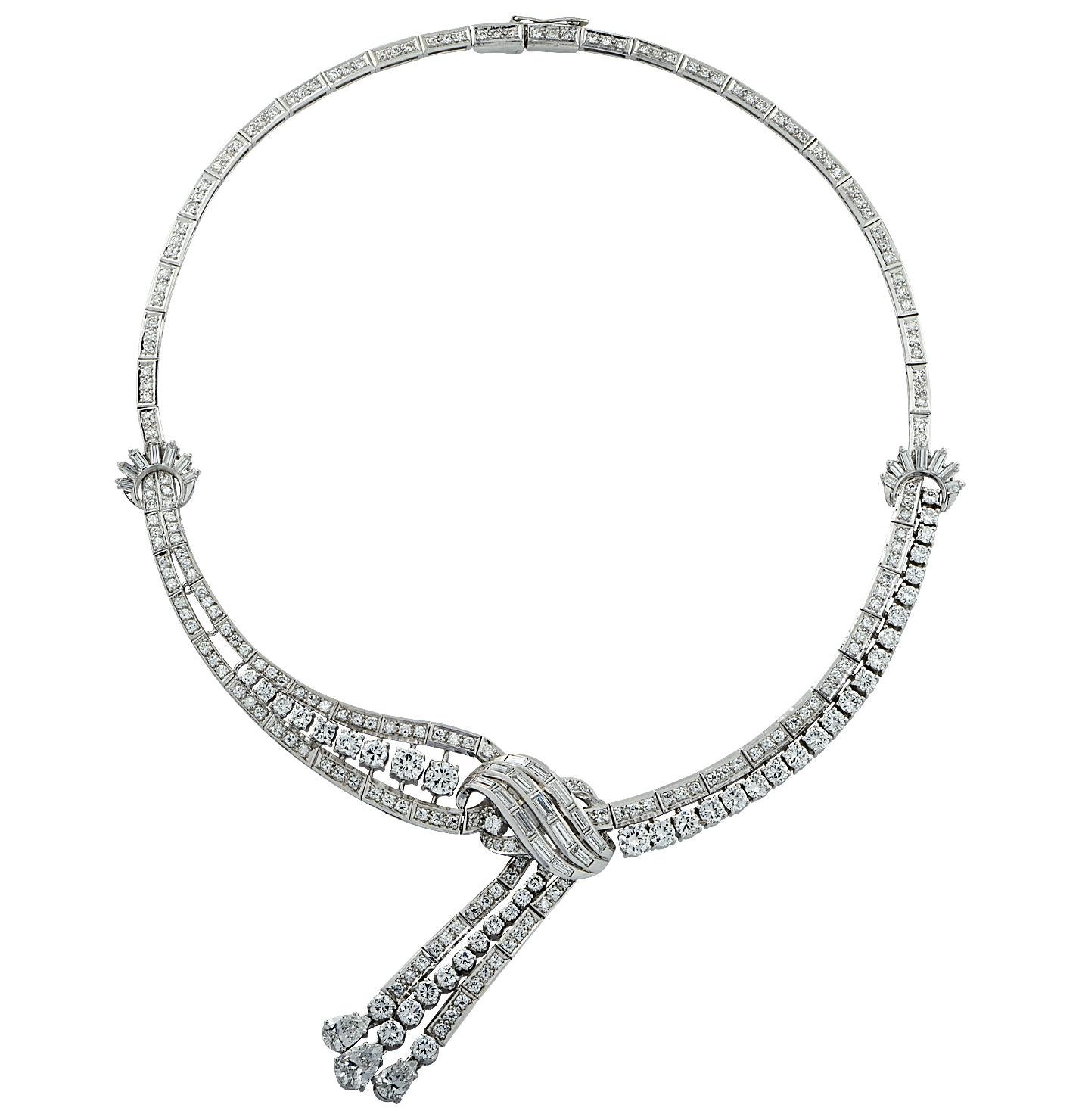 Pear Cut Mid Century 18 Carat Diamond Necklace
