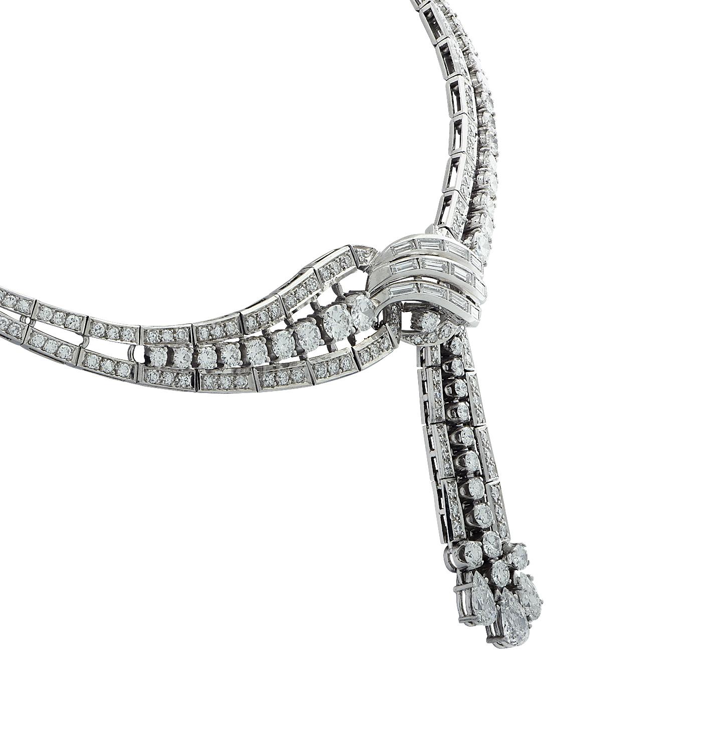 Mid Century 18 Carat Diamond Necklace In Good Condition In Miami, FL