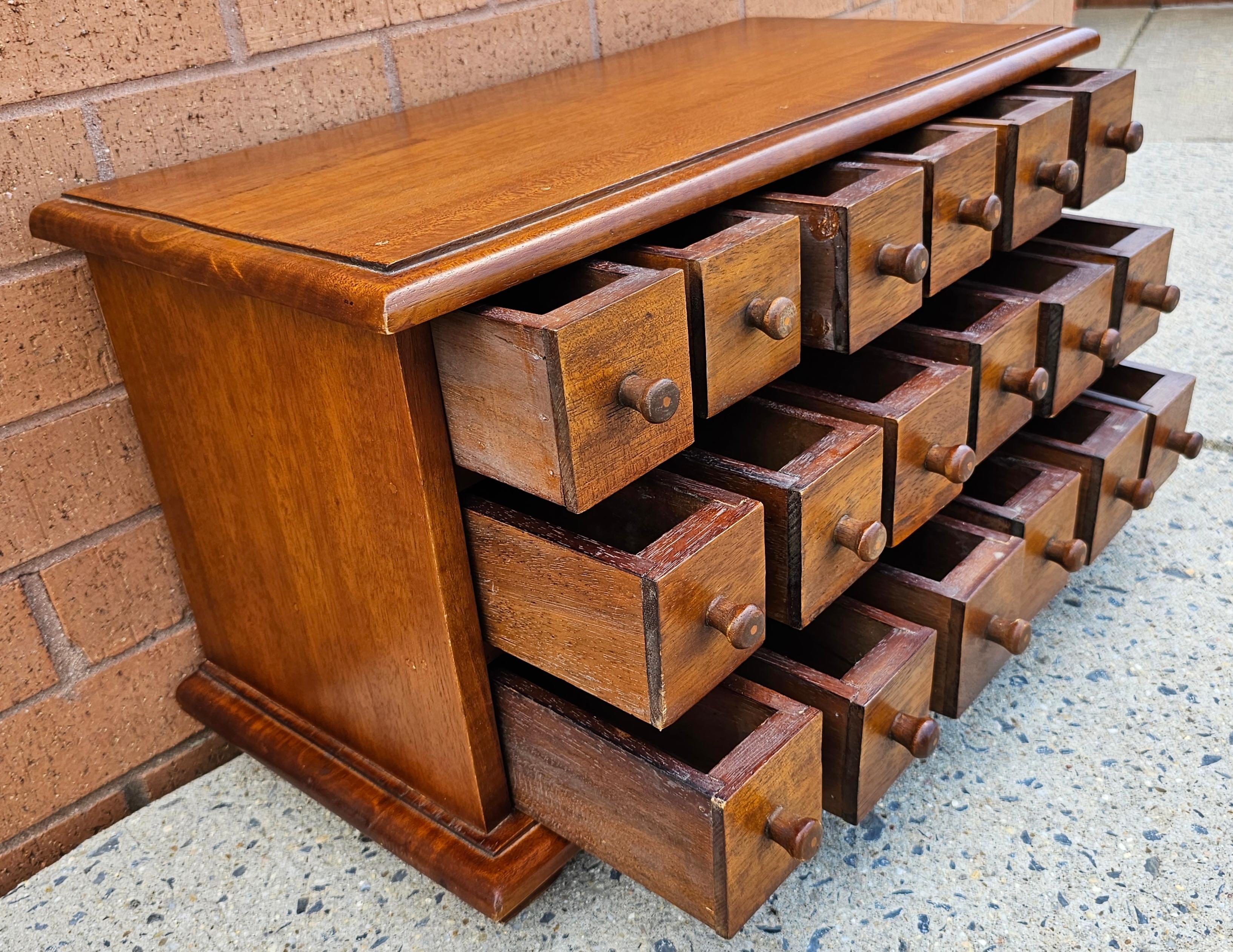 French Provincial Mid-Century 18-Drawer Mahogany Apothecary or Spices Counter Chest of Drawers  For Sale