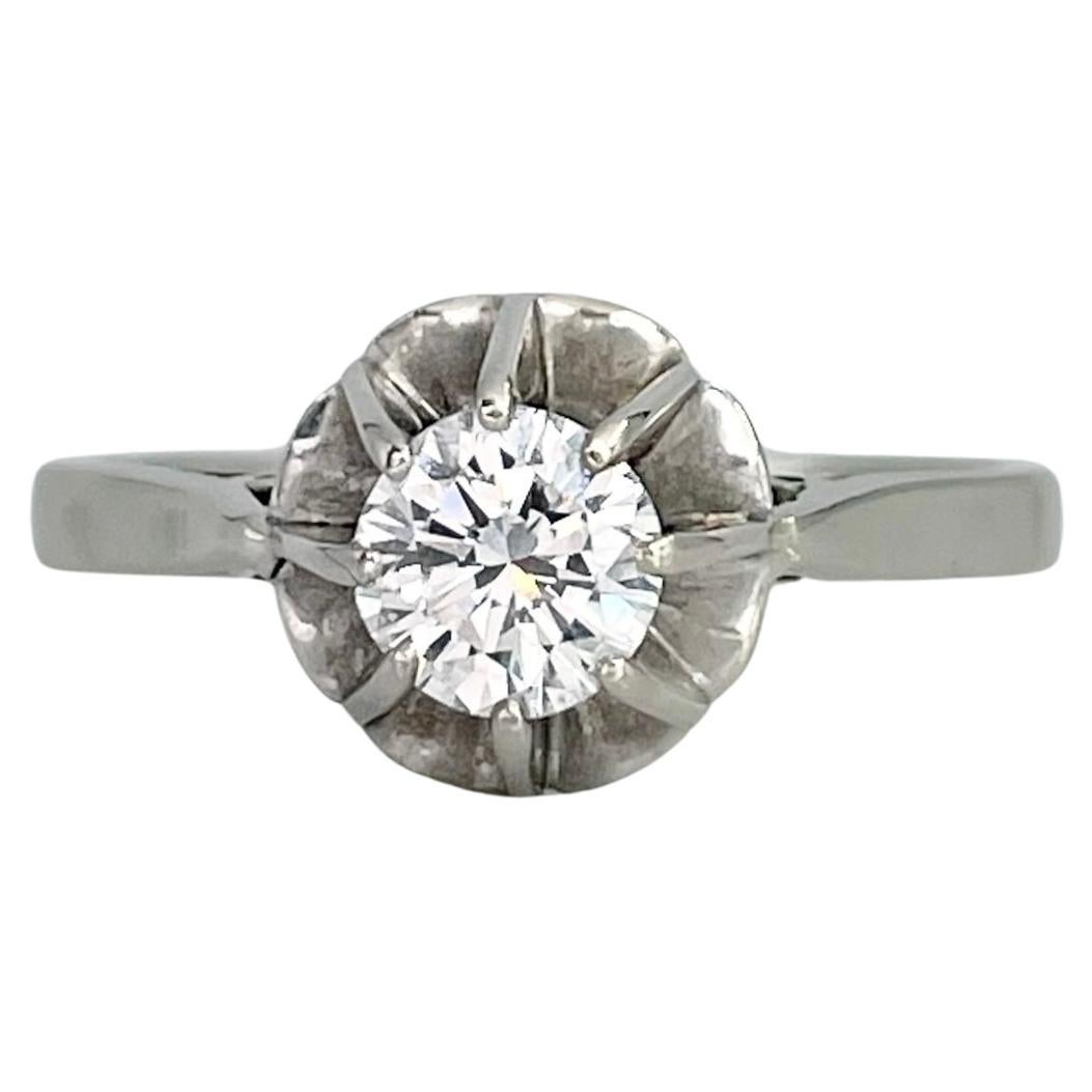 Mid Century 18 Karat Gold 0.46 Carat SI1 Diamond Solitaire Engagement Ring