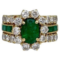 Bague en or 18 carats avec émeraude de 1,78 carat et diamants de 1,32 carat, milieu du siècle dernier