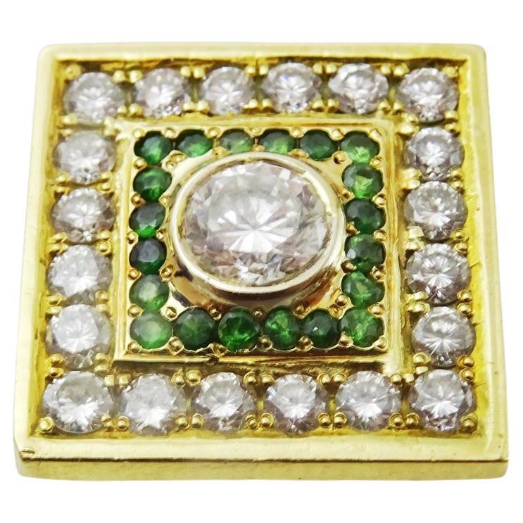  Mid Century 18 karat Gold Diamond and Emerald Ring For Sale
