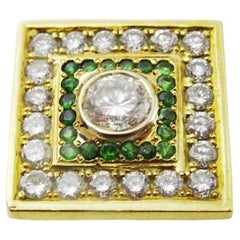 Vintage  Mid Century 18 karat Gold Diamond and Emerald Ring