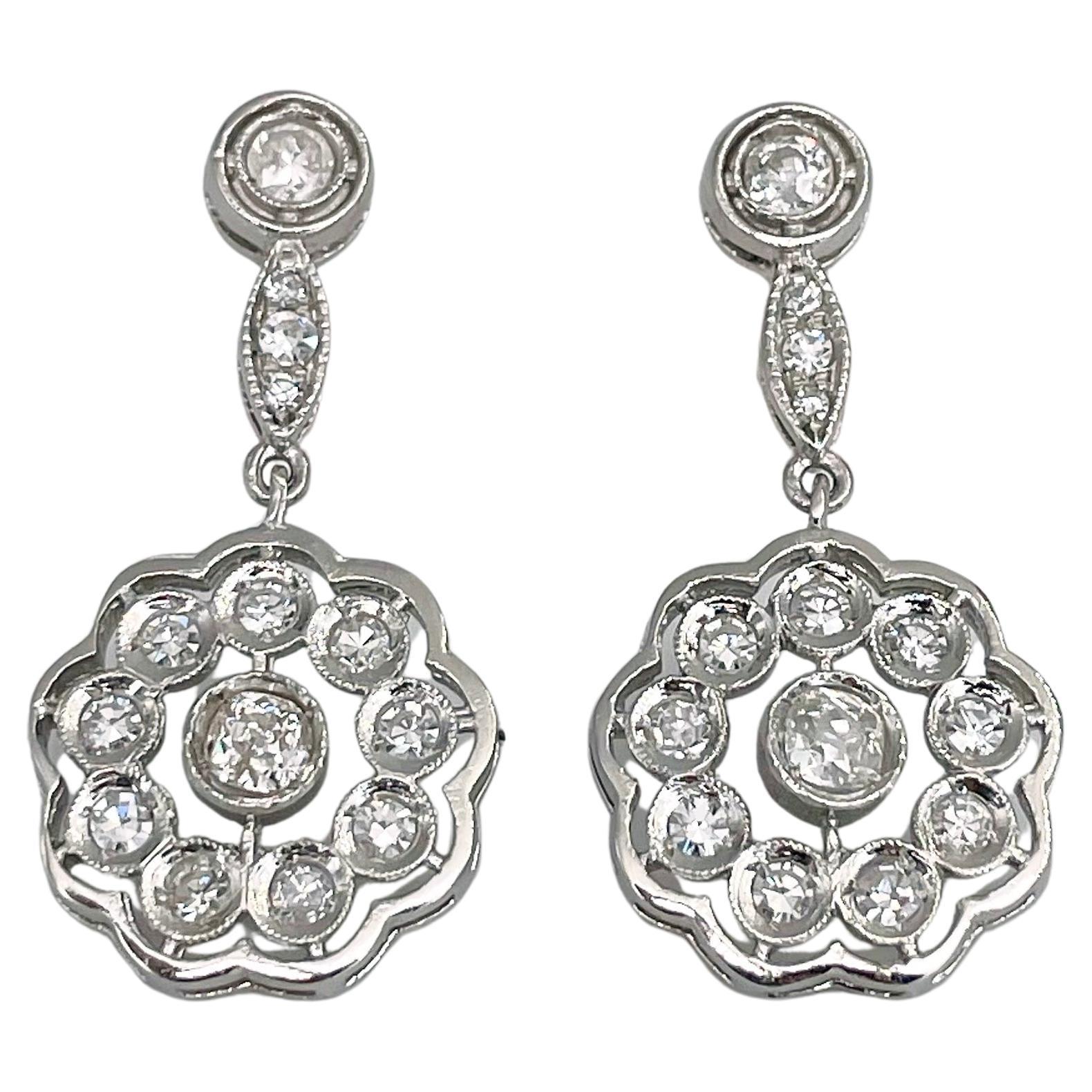 Orecchini a goccia con diamante in oro 18 carati del Mid Century