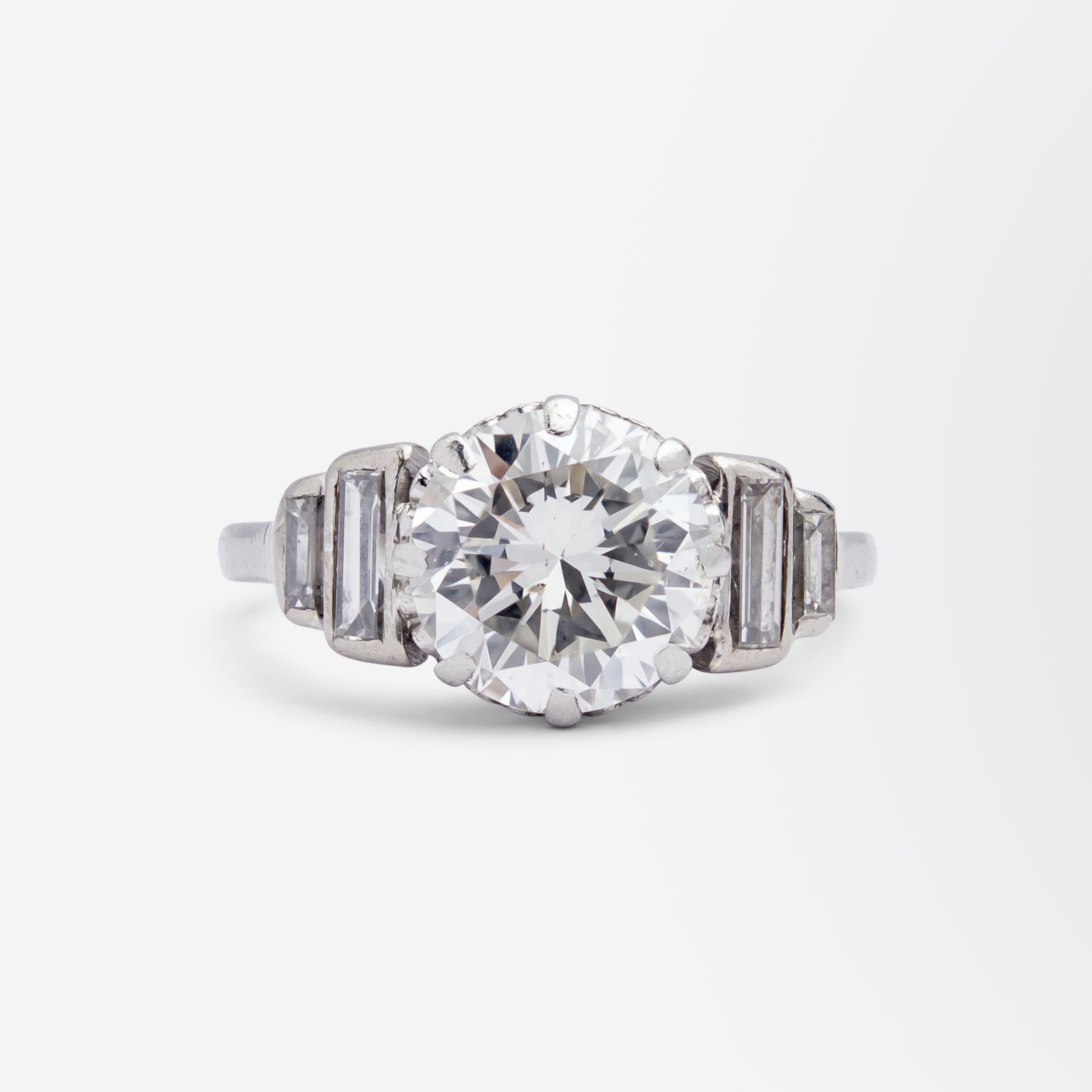 Modern Mid Century 18 Karat White Gold & Diamond Ring For Sale
