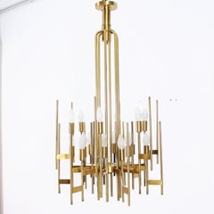 Midcentury  Sciolari 18-Light Brass Chandelier Italy, 1960s