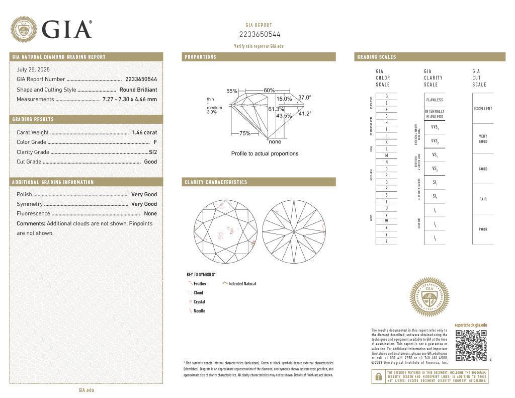 Anello di fidanzamento a tre pietre vintage con diamante di metà secolo da 1.80 CTW in platino GIA in vendita 7