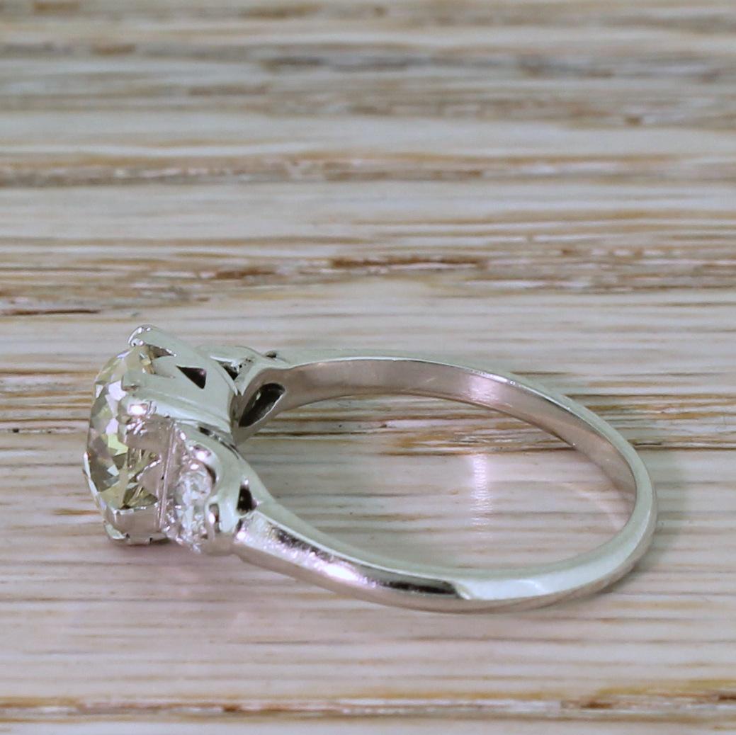 Old Mine Cut Midcentury 1.85 Carat Old Cut Diamond Engagement Ring, circa 1955