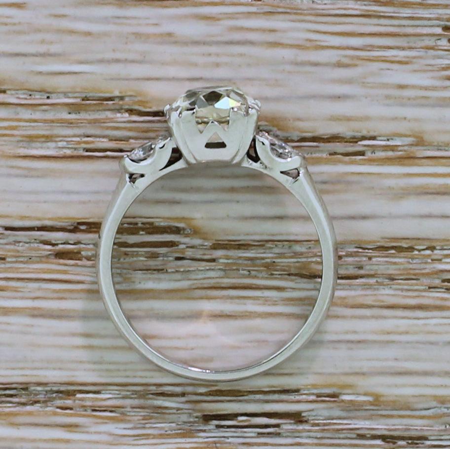 Midcentury 1.85 Carat Old Cut Diamond Engagement Ring, circa 1955 In Good Condition In Essex, GB