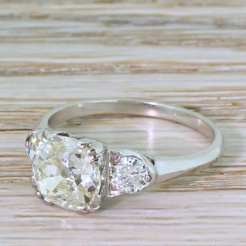 Midcentury 1.85 Carat Old Cut Diamond Engagement Ring, circa 1955 3
