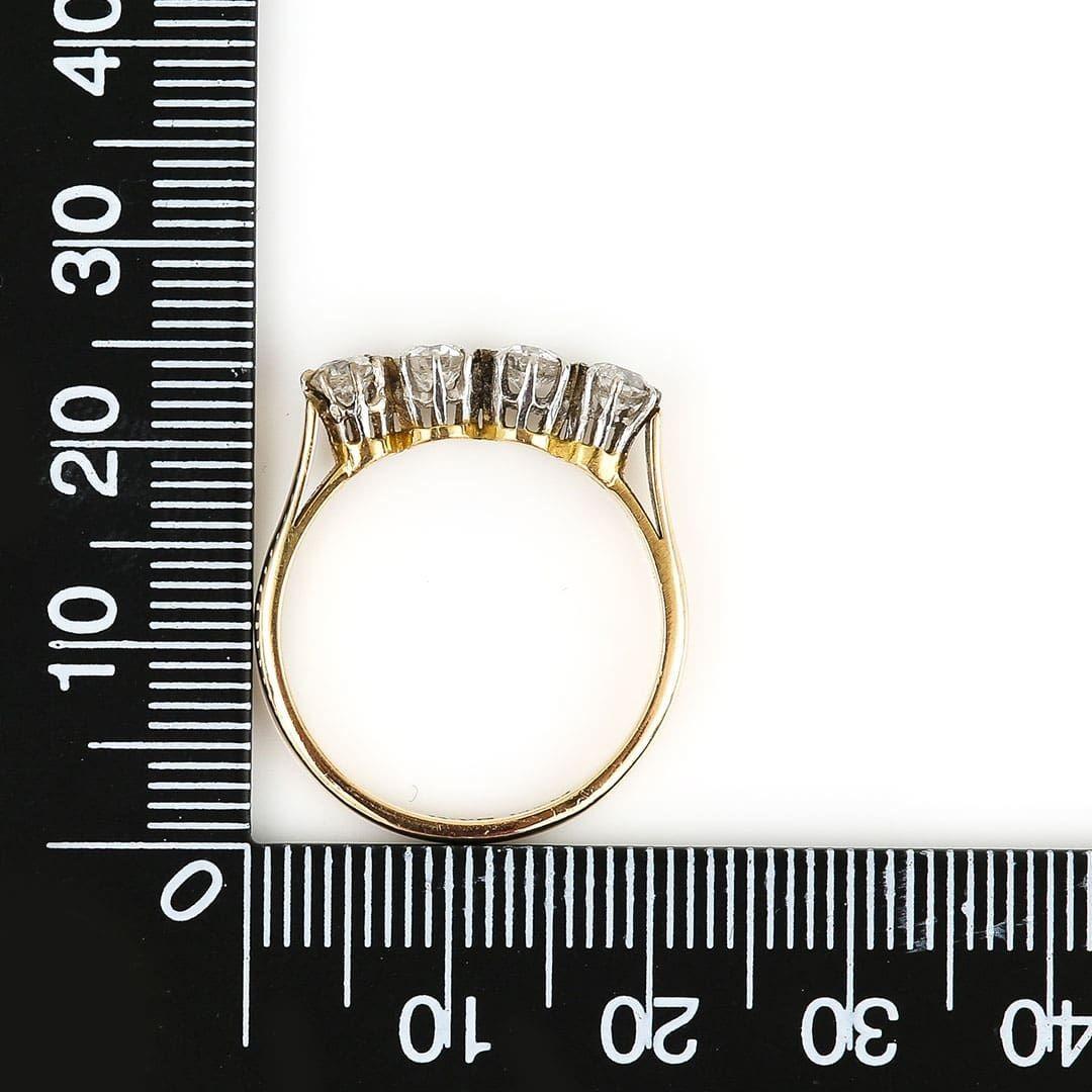 Mid-Century 18ct Gold and Platinum Four Stone Diamond Ring, Circa 1950 5